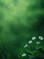 Beautiful white flowers bloom in a lush green landscape photo