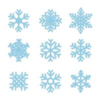 Dotted halftone snowflakes set, ornate Polka dot winter snowy elements. illustration with isolated prefect circles vector