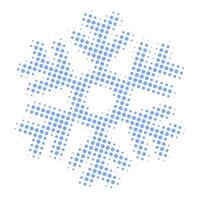 Dotted snowflake model isolated on transparent background winter snow season retro grunge halftone dotted texture vintage magazine style collage element for mixed media design vector