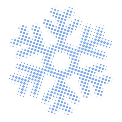 Dotted snowflake model isolated on transparent background winter snow season retro grunge halftone dotted texture vintage magazine style collage element for mixed media design