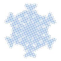 Halftone dots in the form of a snowflake. vector