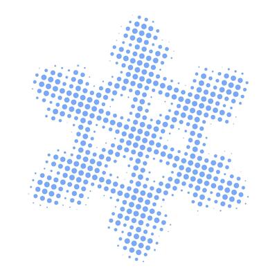 Snowflake dotted halftone icon. Christmas snow sign. Winter or cold symbol.
