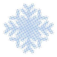 Dotted snowflake model isolated on transparent background winter snow season retro grunge halftone dotted texture vintage magazine style collage element for mixed media design vector
