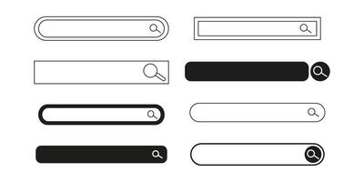 Search bar finder, modern frame text box, form with magnifier, interface Menu ui design element. Simple banner, site border. vector