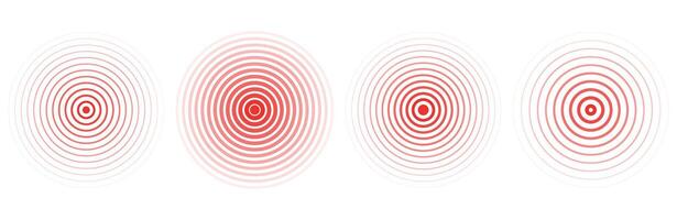 Concentric ripple circles set. Seismic Earthquake alert radar. Radial signal, sonar wave, soundwave rings. touch effect or pulse vector