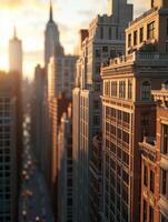 Sunset over Manhattan buildings with a view of the Empire State Building photo