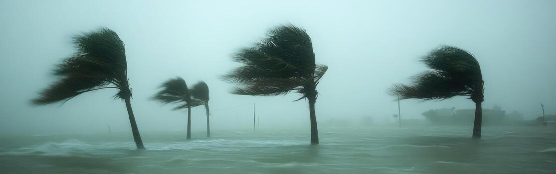 huracán vientos curva arboles a lo largo el Tormentoso costa foto