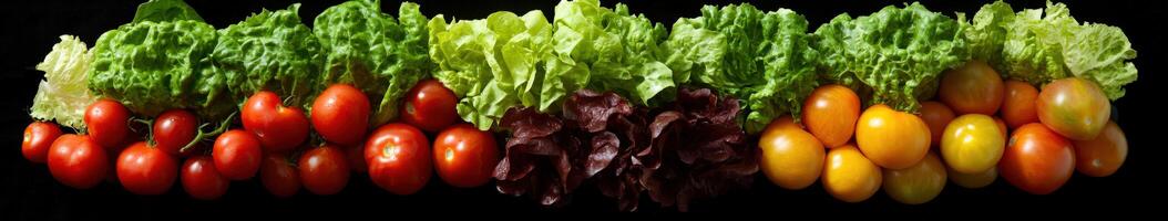Fresh and vibrant assortment of vegetables displayed on black background photo