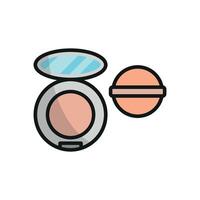 The powder puff beauty icon combines modern minimalism with sleek design elements, creating a visually balanced representation of beauty essentials. vector