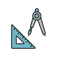 Set square ruler triangle compass icon for school vector