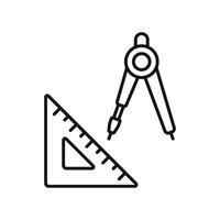 Set square ruler triangle compass icon vector