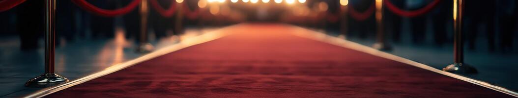 Red carpet entrance at an evening gala event with bright lights photo