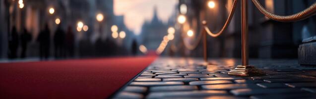 Red carpet event with warm lights during evening in a historic location photo