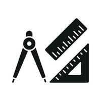 Jangka and ruler in triangle and basic shape for school vector