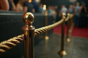 Elegant velvet rope barrier guiding guests at a formal event photo