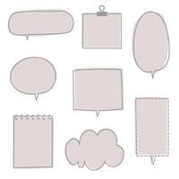 collection set of minimal doodle hand draw speech bubble balloon, think speak talk text box banner vector