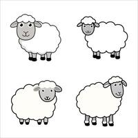 Minimalist Flat Sheep Illustration on White Background, Simple Stylized Design, Cute, Bold Colors, Clean Aesthetic vector