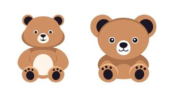 Minimalist Flat Bear Illustration on White Background, Simple Stylized Design, Cartoonish, Bold Colors, Clean Aesthetic vector