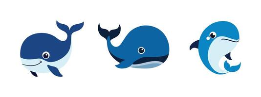 Minimalist Flat Whale Illustration on White Background, Simple Stylized Design, Bold Colors, Clean Aesthetic vector