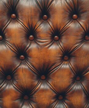 Leather upholstery with button tufting in warm tones with texture photo