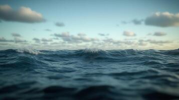 Calm ocean waves under a cloudy sky during evening hours photo