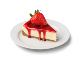 New York Style Cheesecake A thick slice of New York cheesecake with a crumbly graham cracker crust, topped with fresh png