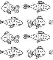 Seamless pattern of hand drawn fish vector