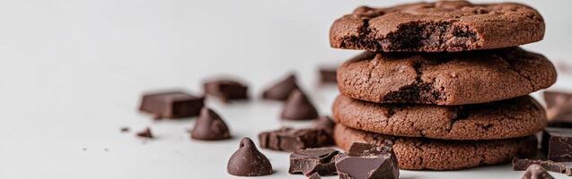 Freshly baked chocolate chip cookies with chocolate chunks and chips photo