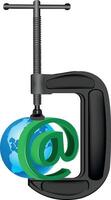 Email sign with a globe vector