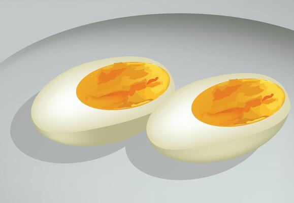 Two boiled eggs on a plate