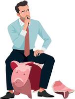 A man in a suit is sitting on a pig vector