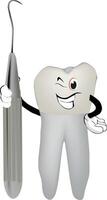 A tooth with a toothbrush and a toothpick vector