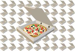 An open box with pizza inside on a white background vector