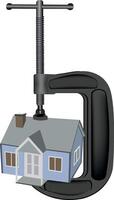 A house with a clamp on it and a hammer vector