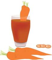 Carrot juice in a glass with carrots and a carrot vector