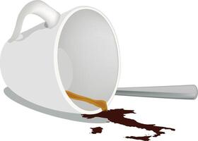 A cup of coffee is spilling out of it vector