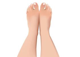 A person's feet with their toes up on a white background vector