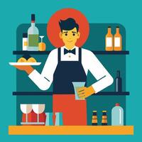 Bartender in Bar Flat vector