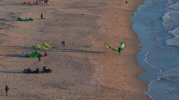 Aerial View of Tarifa Beach with Kitesurfer and Gibraltar Strait video
