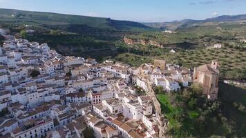 Aerial View of Setenil De Las Bodegas' Cliffside Architecture in Spain video