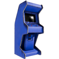 A blue arcade machine with a screen on it png