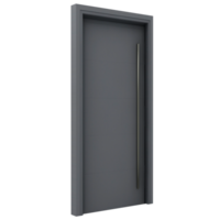 A modern door with a black frame and glass panel png