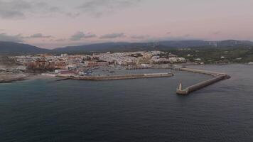 Aerial View of Tarifa, Spain with Gibraltar Strait and Morocco Coast video
