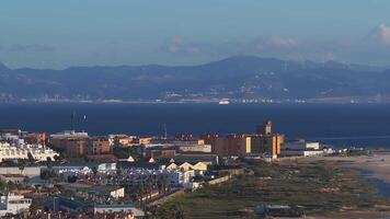 Aerial View of Tarifa, Spain with Gibraltar Strait and Morocco video