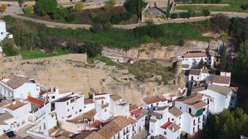 Aerial Views of Setenil De Las Bodegas Architecture video