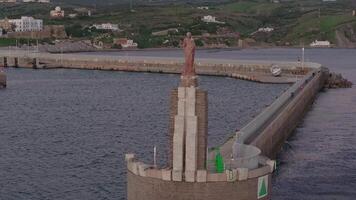 Aerial View of Tarifa with Statue of Jesus and Gibraltar Strait video