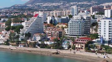 Aerial View of Benalmadena's Unique Architecture and Coastline video