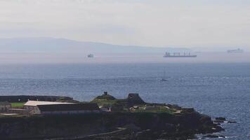 Aerial View of Tarifa, Spain with Gibraltar Strait and Morocco video