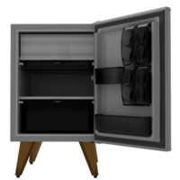 A small refrigerator with a door open and a drawer png