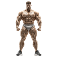 3D Render of a Muscular Bodybuilder with Defined Muscles png